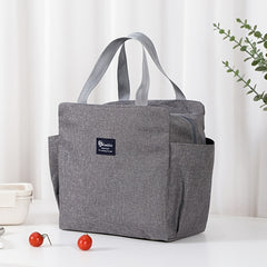 Large Capacity Dual Side Pocket Insulated Tote in Pink Gray Navy