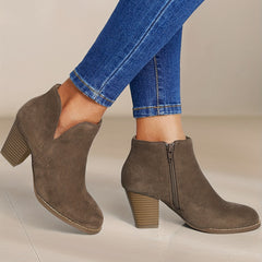 Chunky Heel Ankle Boots Suede Booties
