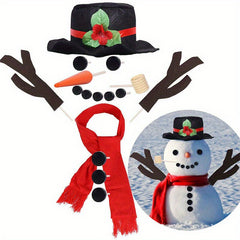 16pcs Snowman Dressing Up Kit Hat Scarf Hands Eyes Button Snowman Decoration Set
