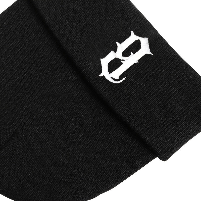 B Embroidered Knitted Hat Woolen Warm Outdoor Ear Protection Hat