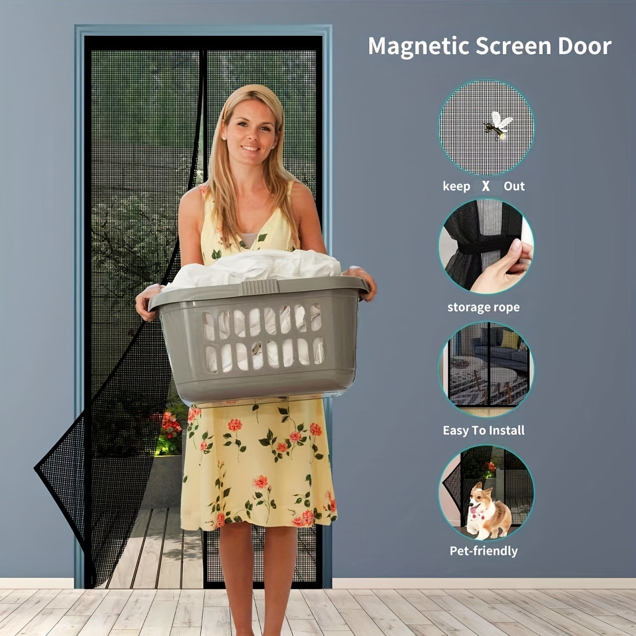 Magnetic Screen Door Self Sealing Mesh Partition