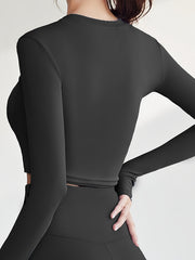 Slim Fit Long Sleeve Crop Top Yoga Tee Activewear