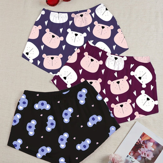 3 Cartoon Animal Lounge Bottoms Womens Shorts