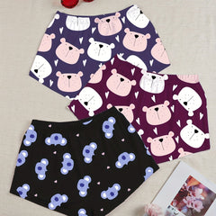 3 Cartoon Animal Lounge Bottoms Womens Shorts