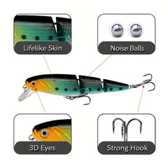 5pcs Jointed Wobbler Fishing Lures 4.33in 14.5g Perch Carp Segmented Crankba