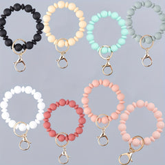 Silicone Beaded Bracelet Keychain Keyring Bag Purse Pendant