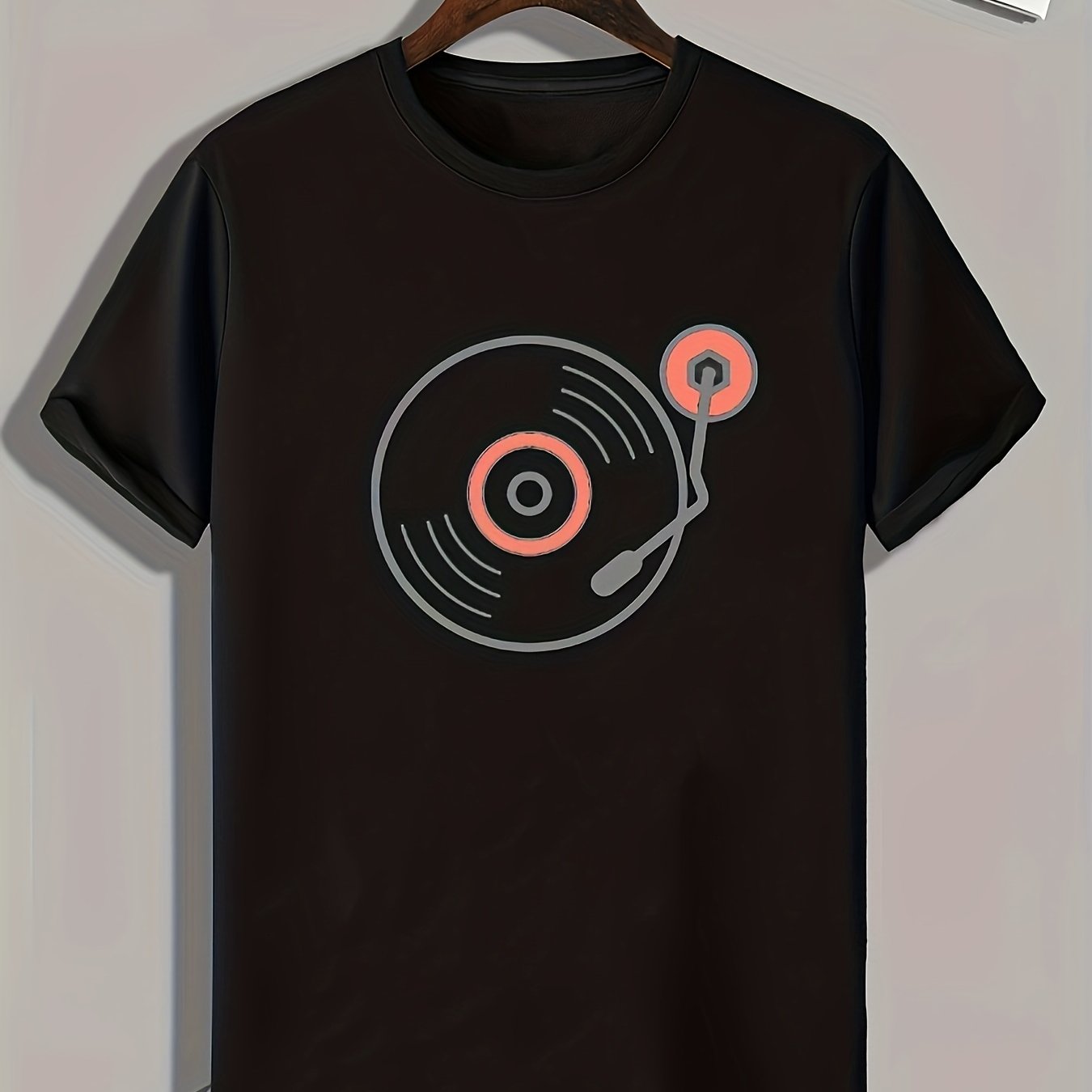Music Player Pattern Print Men's Comfy Sports T shirt Graphic Tee