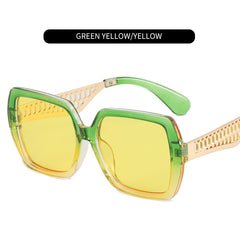 Women's Metal Hollow Temple Sunglasses with Zipper Box