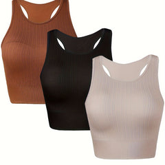 3pcs Sleeveless Sports Tank Top Women's Clothing