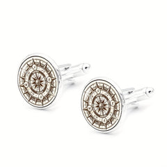 Retro Compass Time Cufflinks Tie Clip Set