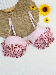 Leopard Print Lace Push Up Bra Women's Lingerie