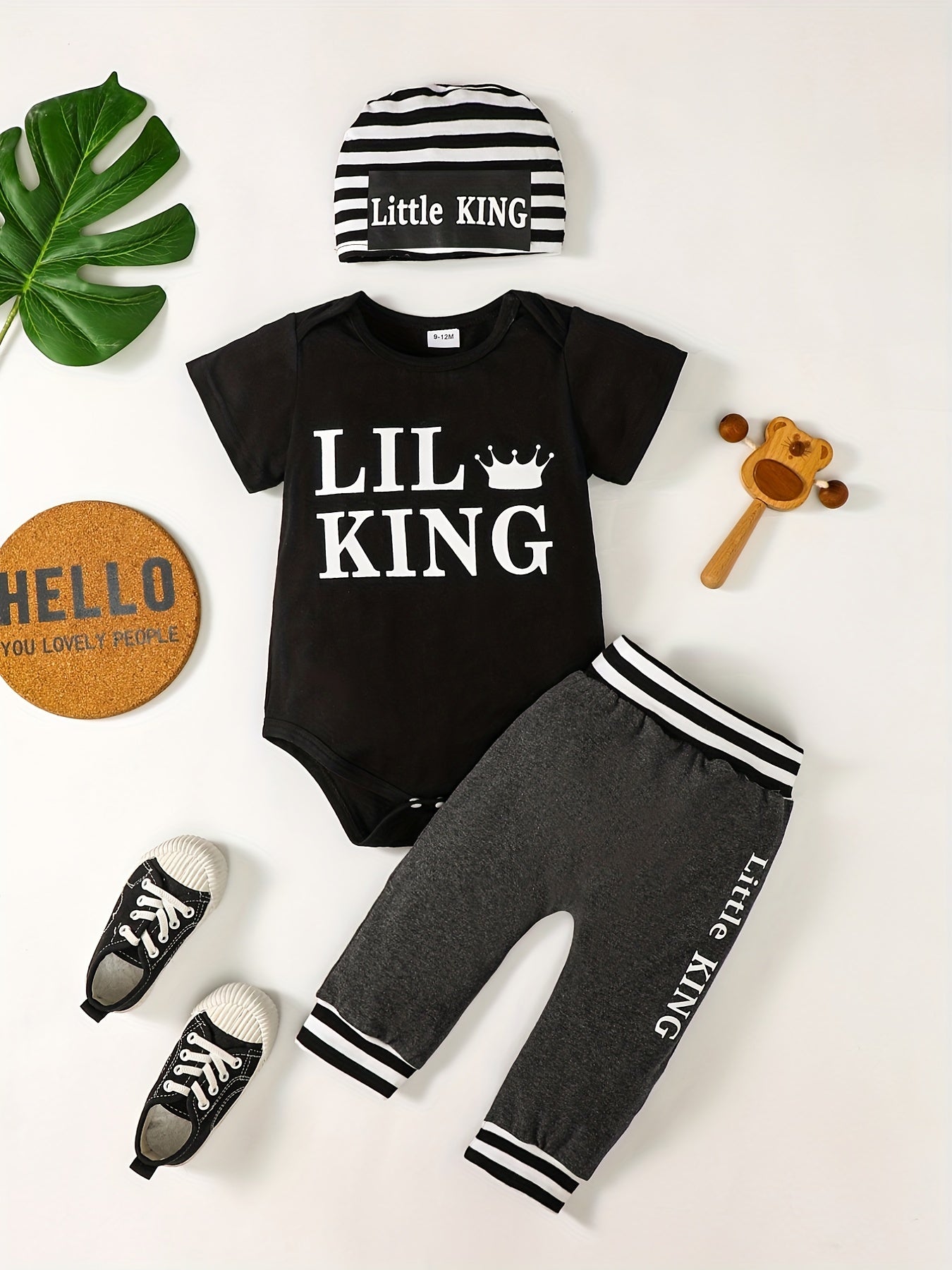 3pcs Daddy's Buddy Short Sleeve Onesie Romper & Pants Set