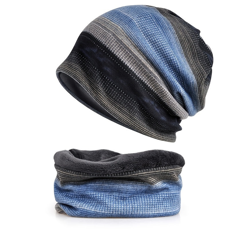 Men's Winter Beanie Hat Scarf Set Fleece Lined Snow Knit Ski Cap