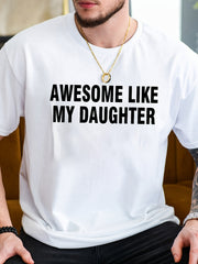 Men's Letter Print Sports Tee Shirt Round Neck Casual Stretch for Summer