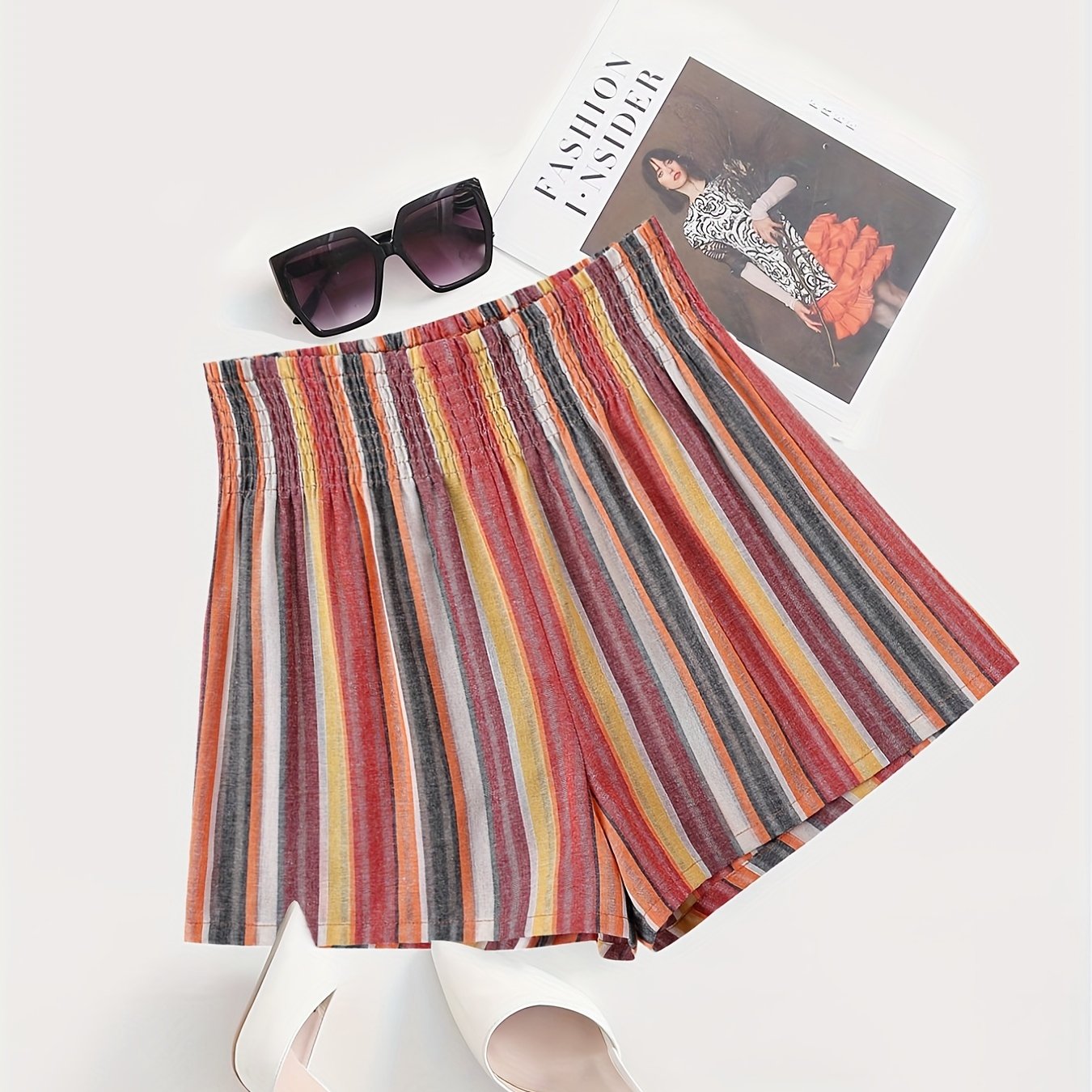 Striped Summer Shorts Casual Women's Clothing