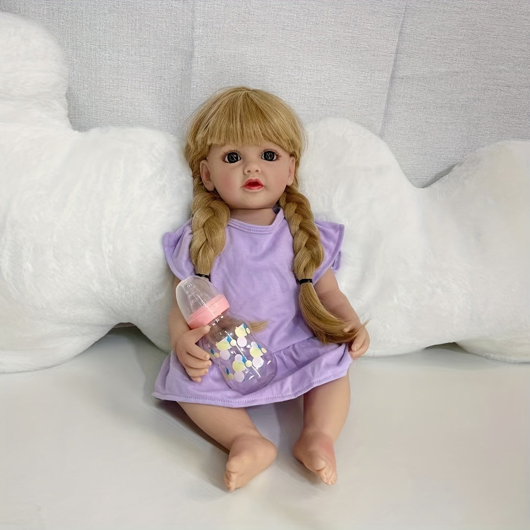 55 88 Cm Soft Full Body Enamel Reborn Doll Long Hair for Girl