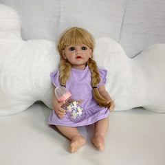 55 88 Cm Soft Full Body Enamel Reborn Doll Long Hair for Girl