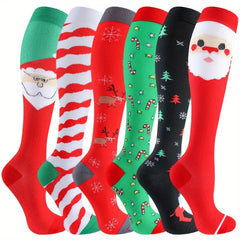 6 Pairs Christmas Compression Socks 20-30mmHg for Women & Men