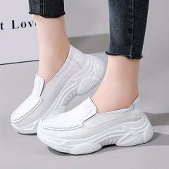 Women's Platform Sneakers Slip On Outdoor Shoes Faux Leather