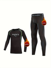 2pcs Kids Fleece Compression Sets Long Sleeve Crew Neck Pullover Matching Pants