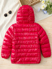 Boys Winter Hooded Coat Cotton Padded Light Warm Jacket