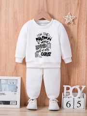 Baby Letter Print Outfit Long Sleeve Sweatshirt Set