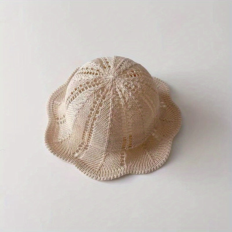 Baby Bucket Straw Hat Summer Hollow Sunscreen Beach Accessories