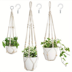 3-Pack Macrame Plant Hangers Indoor Hanging Planter Basket Flower Pot Holder