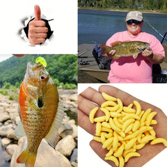 Fluorescent Maggot Soft Lure Set - Smelly Worms for Fishing Success