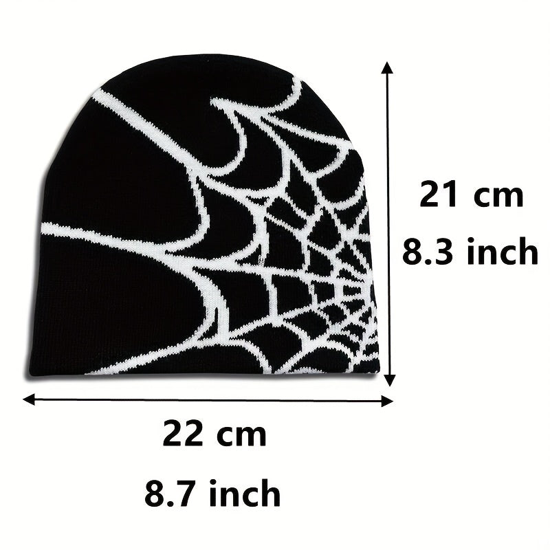 Y2K Gothic Spider Pattern Knitted Hat Beanie Winter Warm Beanies