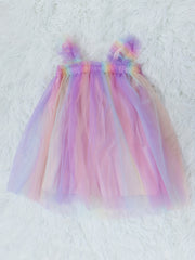 Rainbow Tulle Sling Dress for Summer Party Princess Dress