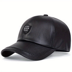 PU Leather Alphabets Baseball Cap for Men