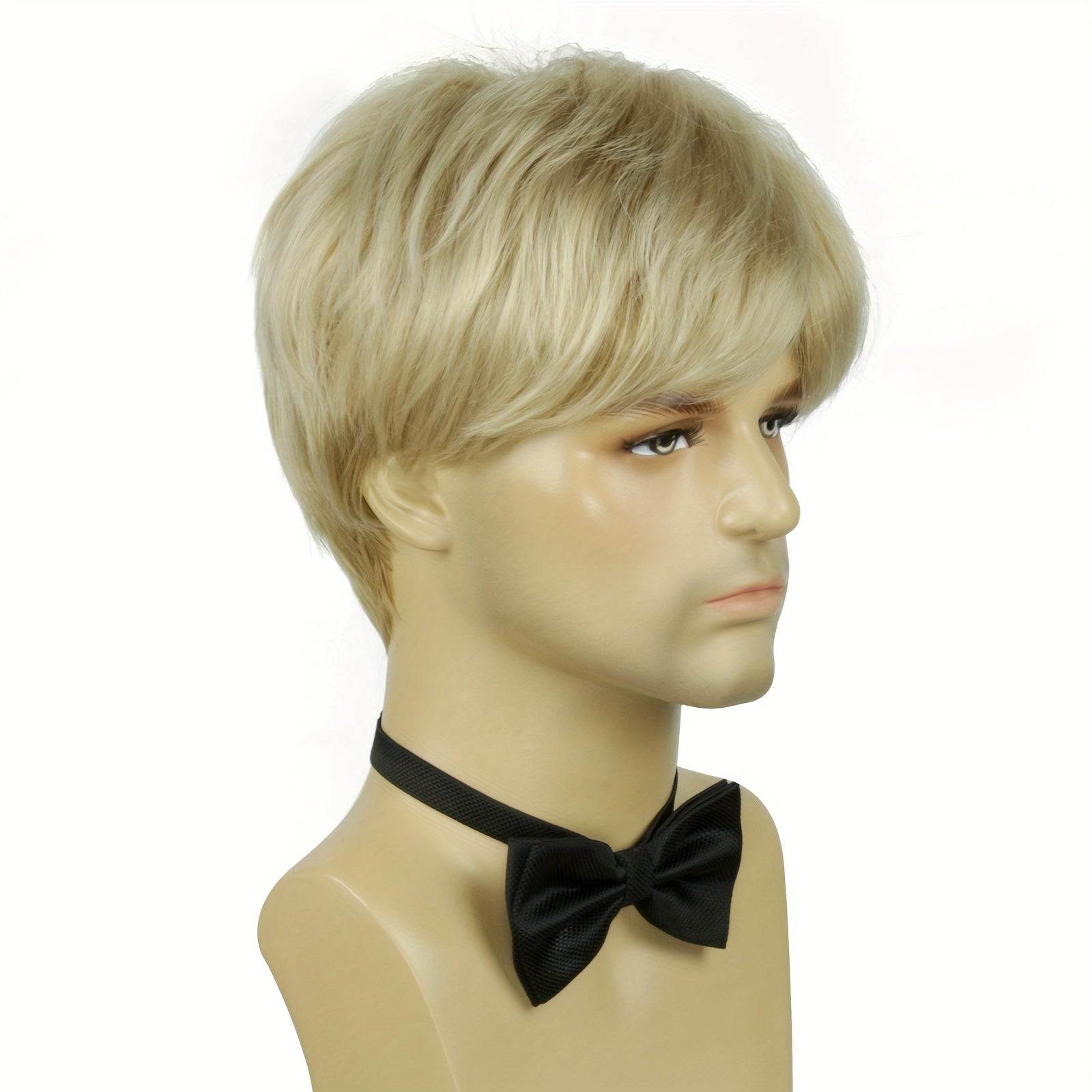 Men's Blonde Short Straight Synthetic Full Wig Cosplay Anime Hair