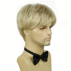 Men's Blonde Short Straight Synthetic Full Wig Cosplay Anime Hair