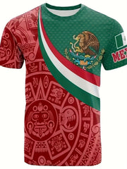Eagle Block Print Men's Short Sleeve T-Shirt Graphic Tee Summer Clothes