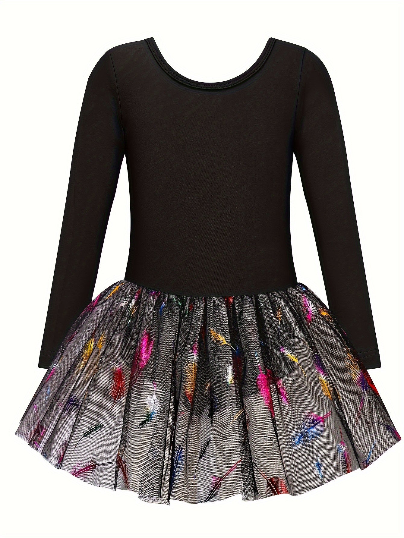 Girls Comfy Cross Back Long Sleeve Tutu Ballet Leotard