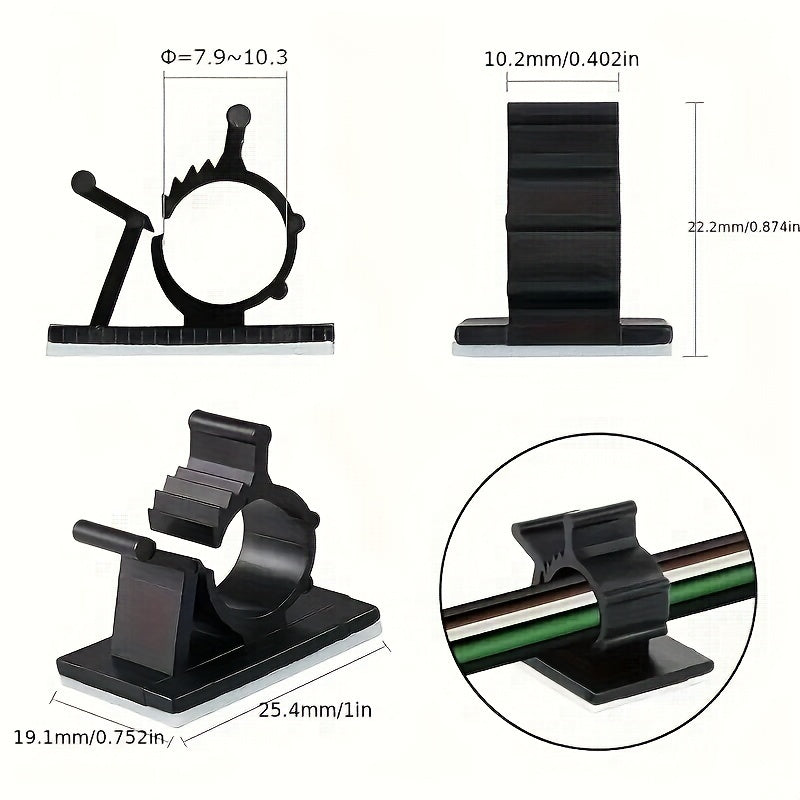 Adjustable Nylon Cable Clamp Bracket for Data Cables, 0.4-0.5in Diameter