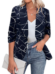 Geometric Print Long Sleeve Blazer