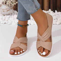 Women's Cross Strap Flat Sandals Casual Slip On Cutout Shoes