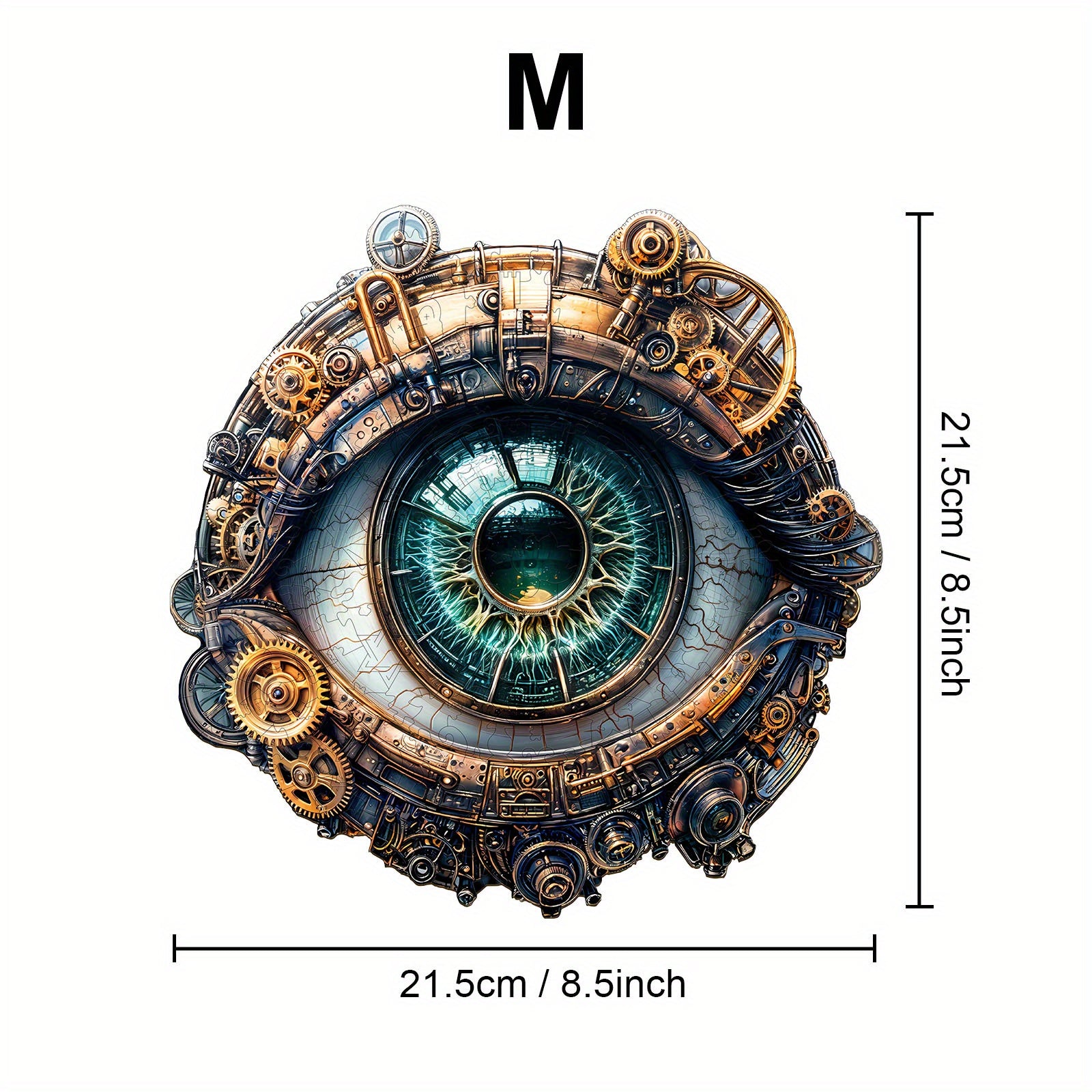 Steampunk Mechanical Eye Wooden Jigsaw Puzzle - Unique Animal Shapes
