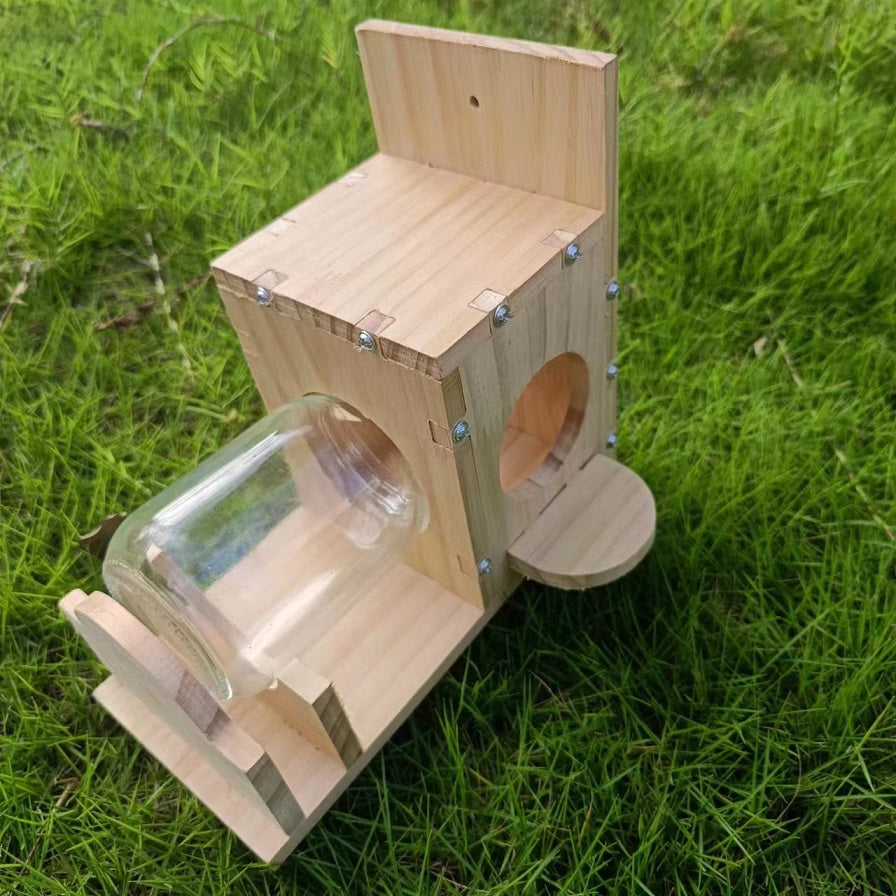 Outdoor Squirrel Feeder with Glass Jar Rustic Squirrel Food Box