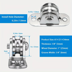 2pcs Small Pulley Block Silent Pulley Wheel Heavy Duty Fixed Pullies