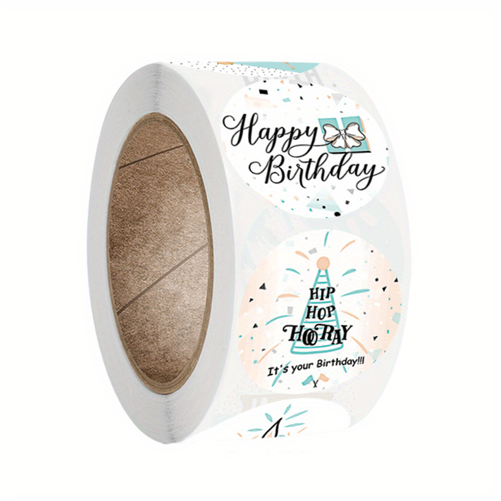 500pcs Happy Birthday Decoration Sticker 1.0inch Envelope Birthday Gift Label