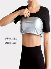 Sauna Sweat Short Sleeve T shirt Round Neck Women's Activewear