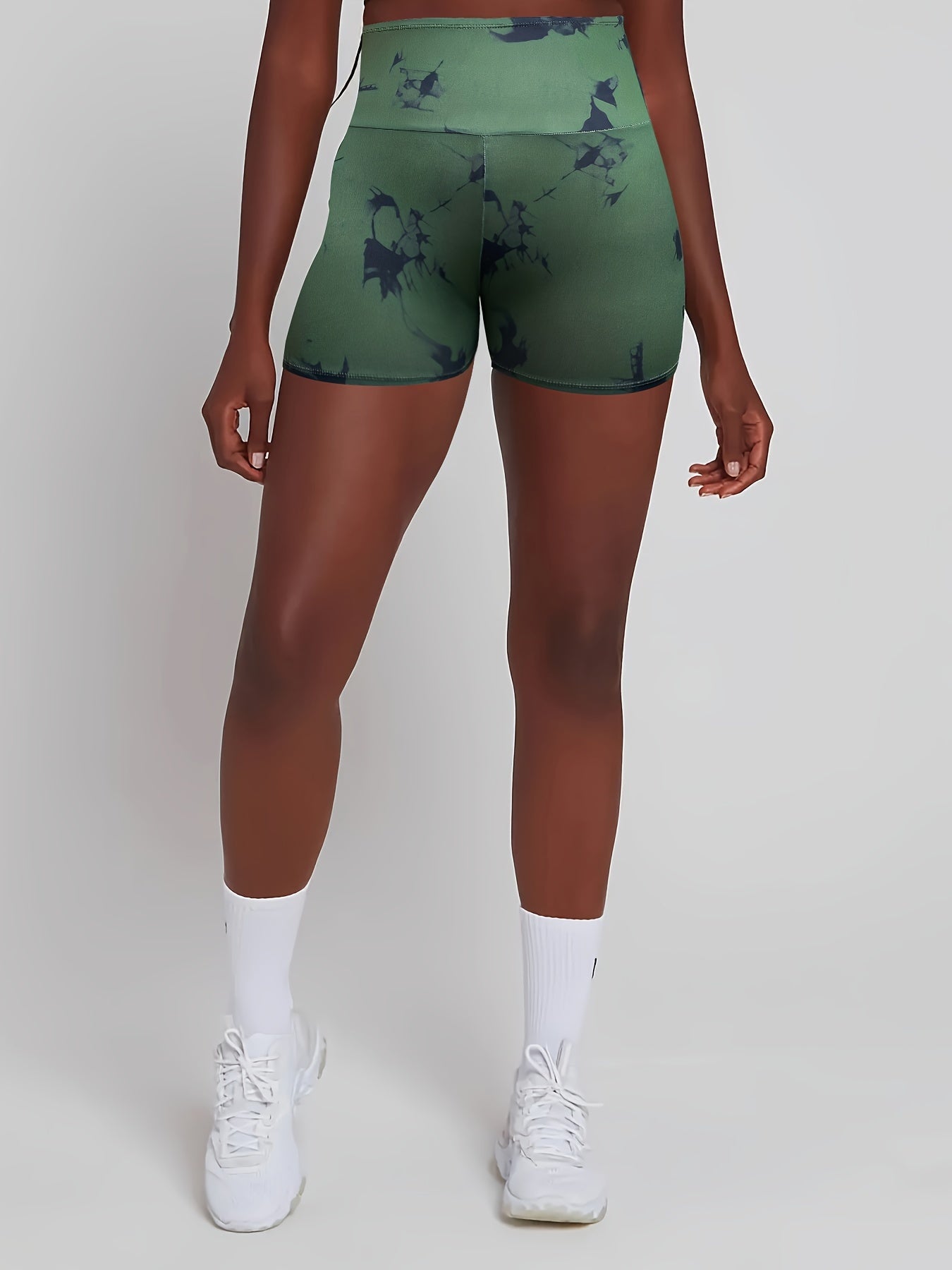 Tie Dye Biker Shorts Tummy Control Wide Waistband