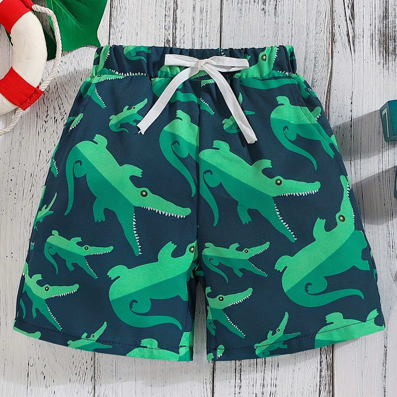 Boys Croc Print Casual Shorts for Vacation Beach Kids Summer