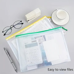 24PCS Mesh Zipper Pocket File Bag Large Capacity Waterproof Storage Bag