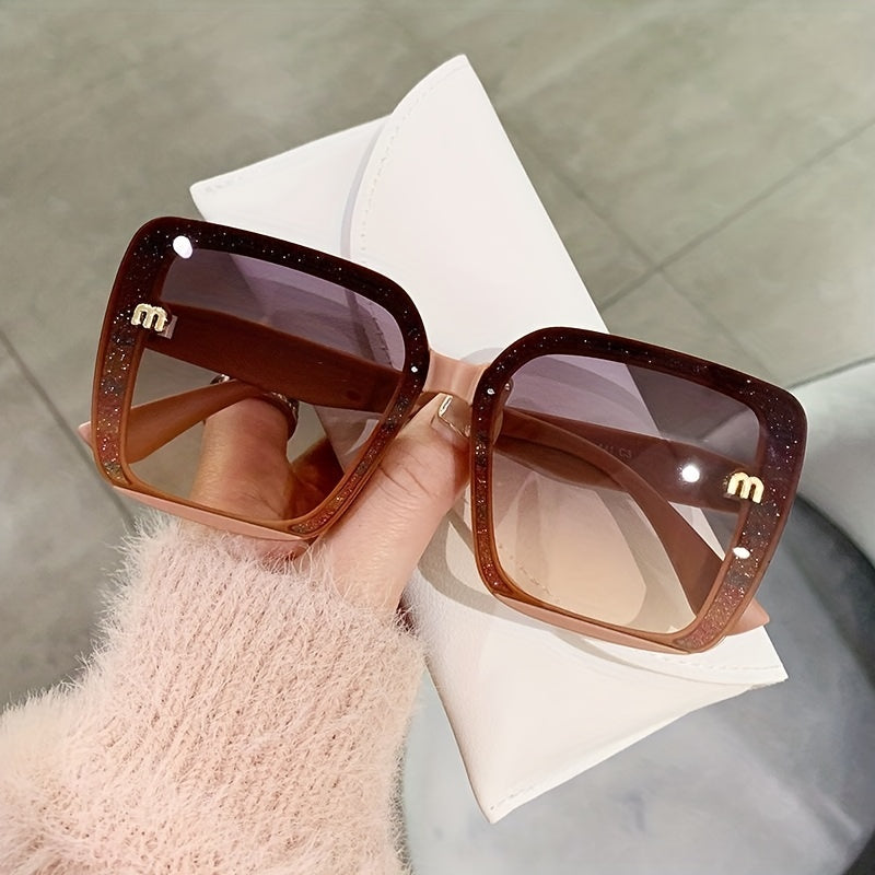 Y2K Large Square Glitter Gradient Sunglasses UV400