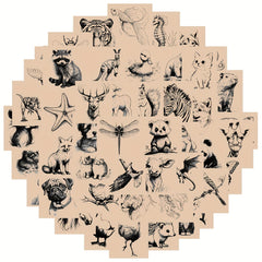 50pcs Retro Animal Sketch Graffiti Stickers for Phone Cases Notebooks Helmets