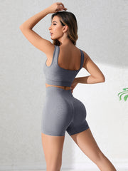 Seamless Sports Tank Top & Stretch Running Shorts Set